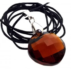 Round Faceted Lemurian Amber Andara Crystal Pendant